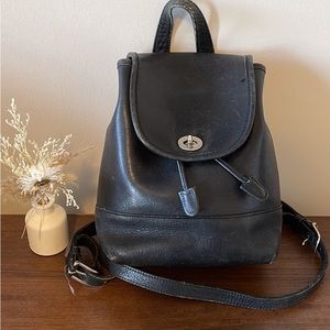 Vintage Coach Day Pack Backpack Leather Mini Y2K Small Black Bag